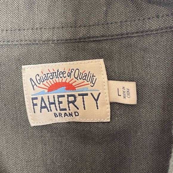 Faherty shirt men’s short sleeve sz Large button up olive - Picture 3 of 6